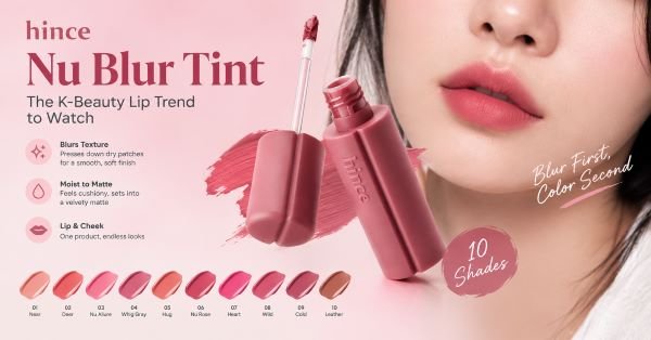 Hince Nu Blur Tint K-Beauty lip tint with blurred velvet matte finish