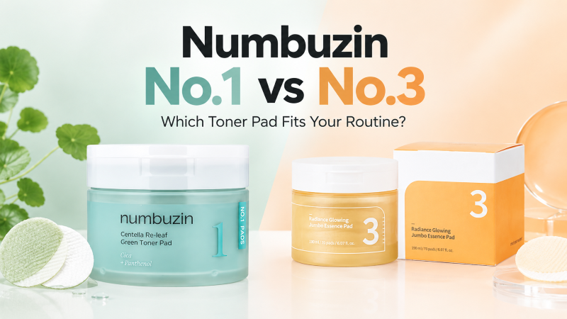 Numbuzin No.1 vs No.3 Toner Pads comparison for soothing and skin texture care